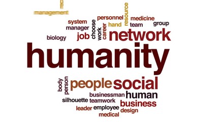 Sticker - Humanity animated word cloud, text design animation.