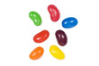 Colorful jelly beans isolated on white with shadows. Clipping paths included.