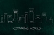 © faithie - city skyline with different hotel buildings with signs and stars
