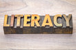 literacy word abstract in woodtype