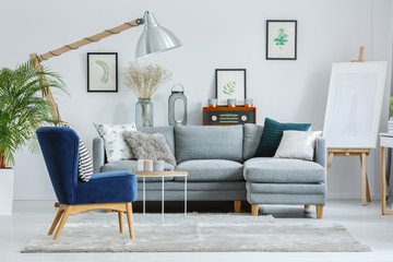 Sticker - Blue armchair on grey carpet