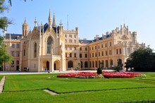 Front view of Lednice castle in south moravia in Czech republic
