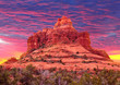 Colorful sunset at Bell Rock in Sedona, Arizona USA