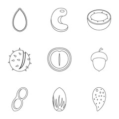 Poster - Nuts food nutrition icon set, outline style