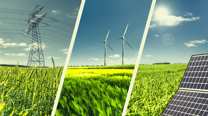 Wall Mural - renewable energies concept collage
