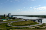 Fototapeta Mapy - View of the city of Barnaul from the mountainous part.