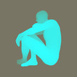 Man in a Thinker Pose. 3D Model of Man. Vector Illustration.