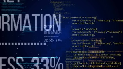 Wall Mural - secret information concept with a random programming code and a dark blue background . seamless loop