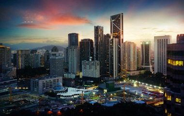 Wall Mural - cityscape with modern and developmental ,twilight scene ,kuala lumpur ,malaysia .