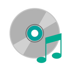 Sticker - cd with quaver or eight note music icon image vector illustration design