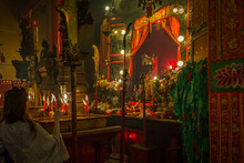 Inside Buddhist Temple, Hong Kong, China