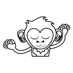 Poster - relaxed or in bliss cute expressive monkey cartoon icon image vector illustration design black line