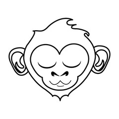 Poster - relaxed or in bliss cute expressive monkey cartoon icon image vector illustration design black line