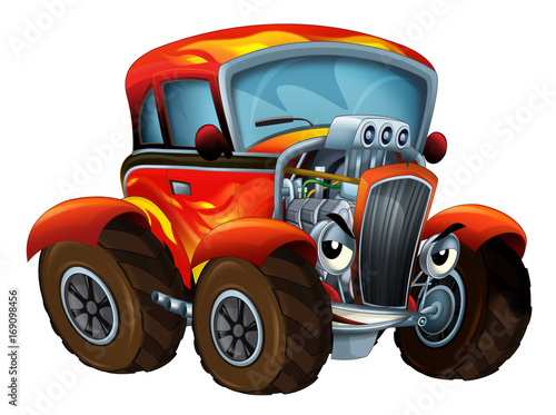 Dekoracja na wymiar kreskowka-szybki-samochod-terenowy-wygladajacy-jak-monster-truck-na-bialym-tle-ilustracja-dla