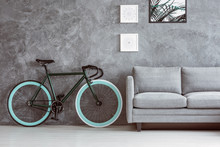 Bike Next To Grey Sofa