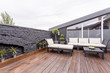 Terrace with black brick wall