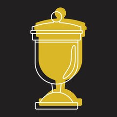 Gold award champion cup in doodle style icons vector illustration for design