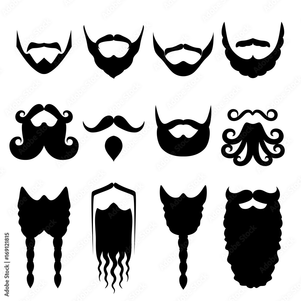 Vector set of silhouettes of beards. Forms and varieties Stock Vector ...