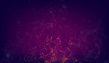 Abstract Science Background. Futuristic Technology 3d Vector Backdrop With Particles Glitch Flow
