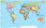 Fototapeta Mapy - Colored World Map - borders, countries, roads and cities