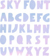 Paper cut font with sky texture