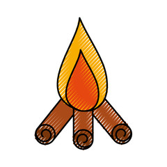 Sticker - camp fire isolated icon vector illustration design