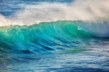 Wall Mural - beautiful ocean sunset wave. storming sea water surface