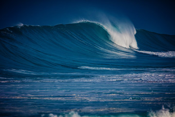 Wall Mural - big ocean wave on water surface of hawaiian aquatory