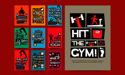 Wall Mural - Set of 10 Fitness Motivation Posters