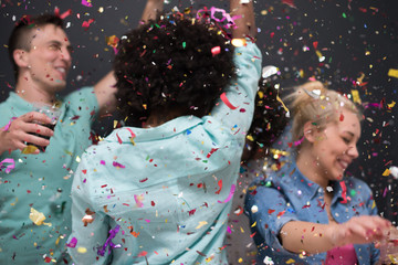 Poster - confetti party multiethnic group of people