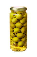 Green olives preserved