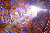 Fototapeta Przestrzenne - abstract technology tunnel with bright light at the end