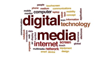 Wall Mural - digital media animated word cloud, text design animation.