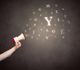 Megaphone with letters