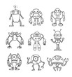 © gmm2000 - robots  cute hand drawn vector set line art illustration