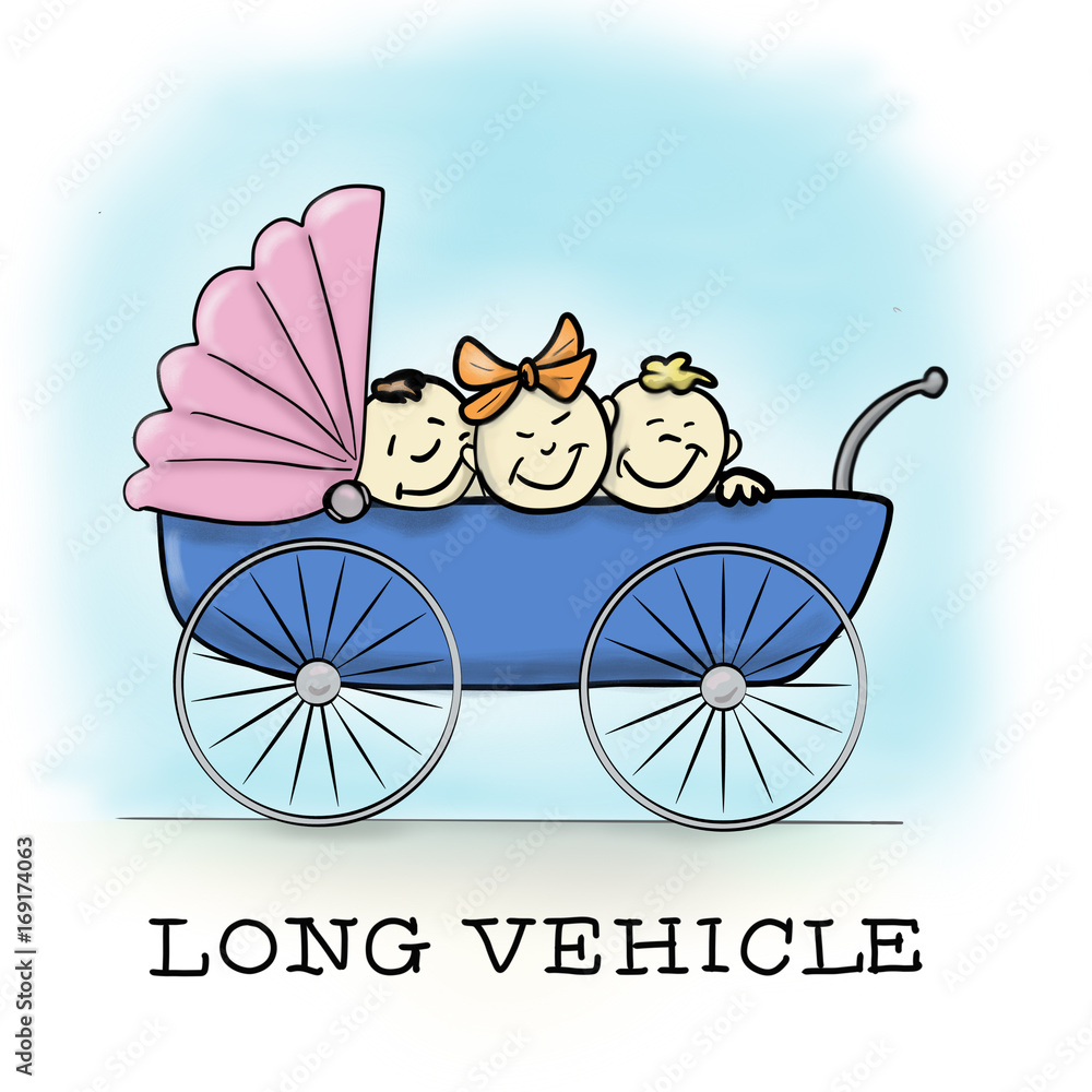 Drillinge Kinderwagen Stock Illustration | Adobe Stock