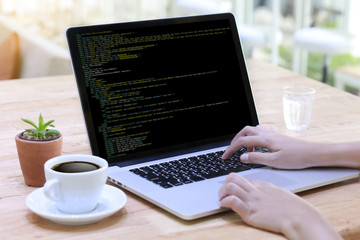 Wall Mural - developer team working laptop computer mobile application softwareand web design online technology c