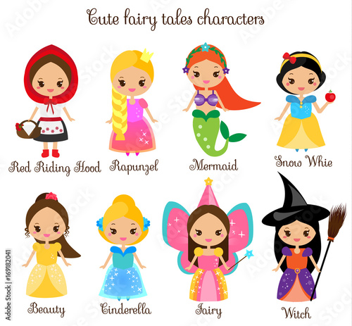 Cuadros en Lienzo Cute kawaii fairy tales characters