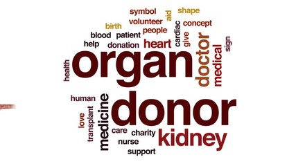 Sticker - Organ donor animated word cloud, text design animation.