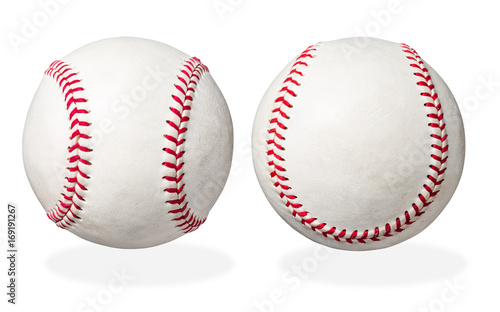 two used baseball isolated on white background, with clipping path Wallpaper Mural