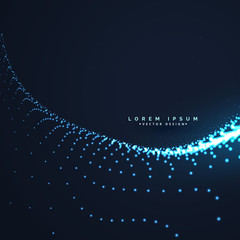 technology background with particle array mesh in wavy shape