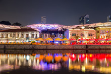 Clarke Quay Is A Historical Riverside Quay. Now, Famous For Dinner And Night Entertainment.