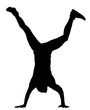 © dovla982 - Young man doing cartwheel. Sportsman in handstand position vector silhouette illustration. Standing on hand pose.