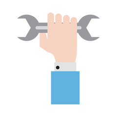 Sticker - hand holding wrench tool icon image vector illustration design 