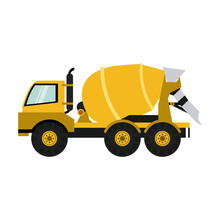 Cement Truck Construction Heavy Machinery Icon Image Vector Illustration Design 