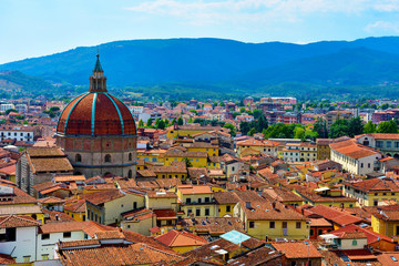 Canvas Print - Panorama on top of the tower of the cathedral of Pistoia