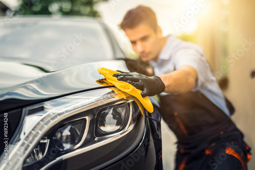 Fotografie, Obraz Car detailing concept. Auto cleaning and polish.