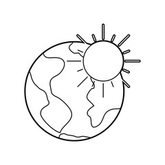 Poster - world planet with sun vector illustration design