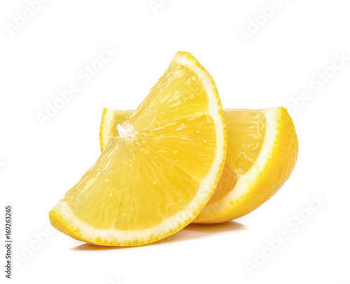 Slice of lemon isolated on white background Poster Mural XXL