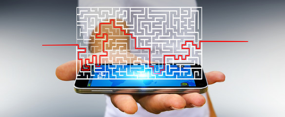 Poster - Businessman searching solution of a complicated maze